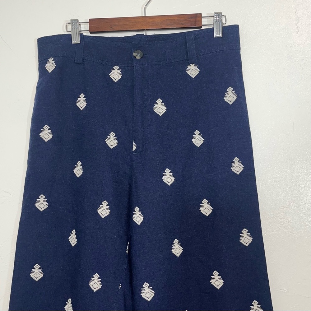 Zara Navy Blue Embroidered Culottes Size Large - Picture 12 of 14